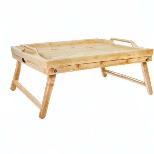 Essential Medical Supply Bamboo Bed and Lap Tray - Flip Up Top, Raised Edge, and Handles for Easy Use - Perfect for Eating, Reading or Working in Bed, On a Recliner or in a Wheelchair