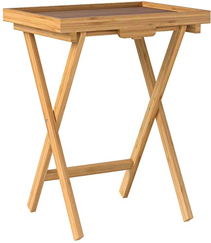 Lipper International Bamboo Wood Lipped Snack Tables, 20" x 15" x 25.5", One Table