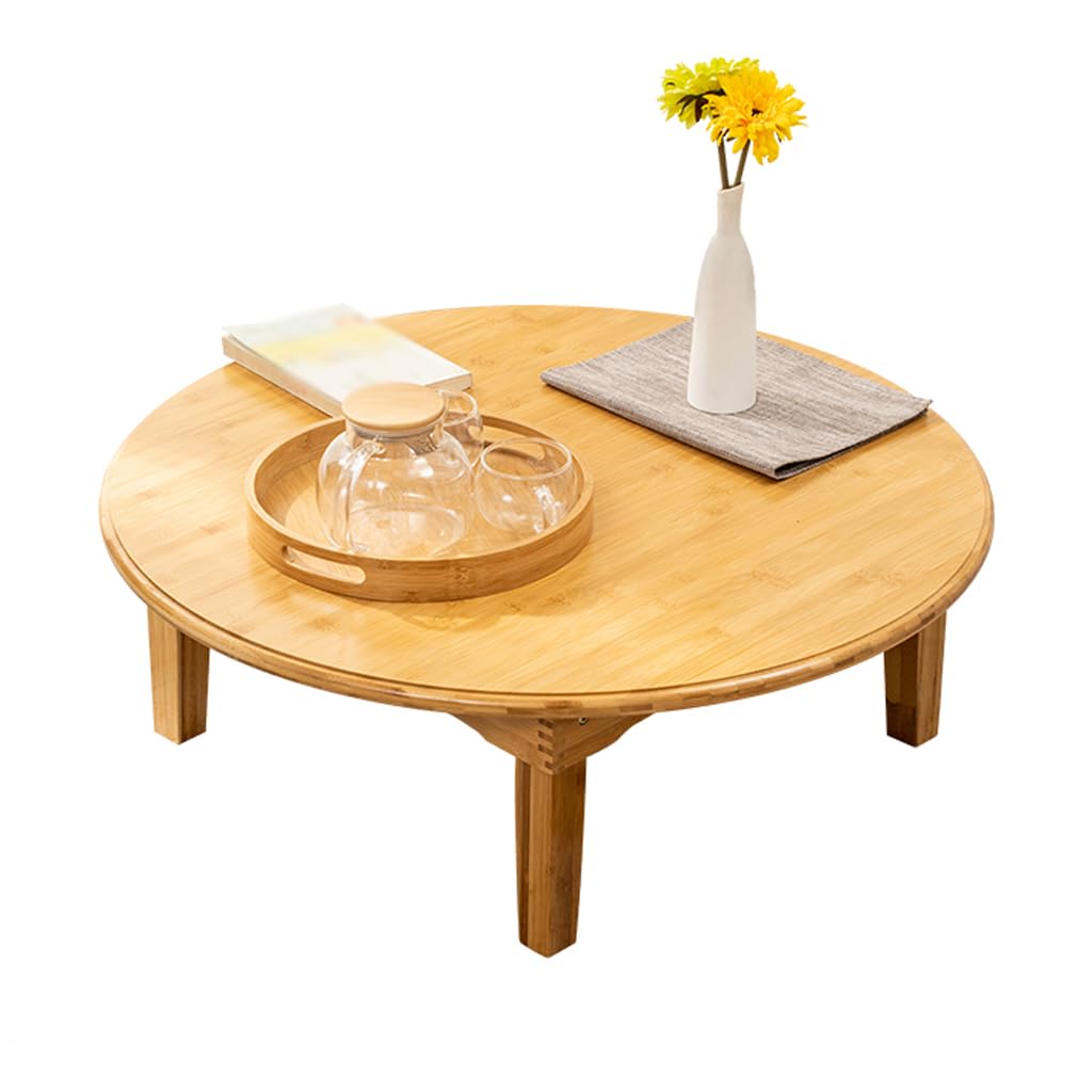 Portable Rectangle Foldable Coffee Table Japanese Tea Table, Bamboo Low Table for Sitting on The Floor, Dining Table, Tatami Table for Living Room Bedroom Meditation (Size:27.6*19.7*12.2in)