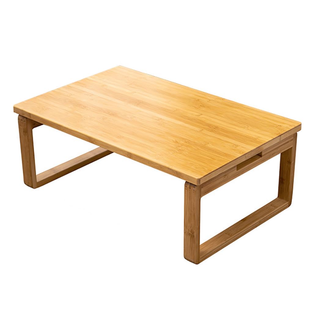 Portable Rectangle Foldable Coffee Table Japanese Tea Table, Bamboo Low Table for Sitting on The Floor, Dining Table, Tatami Table for Living Room Bedroom Meditation (Size:27.6*19.7*12.2in)