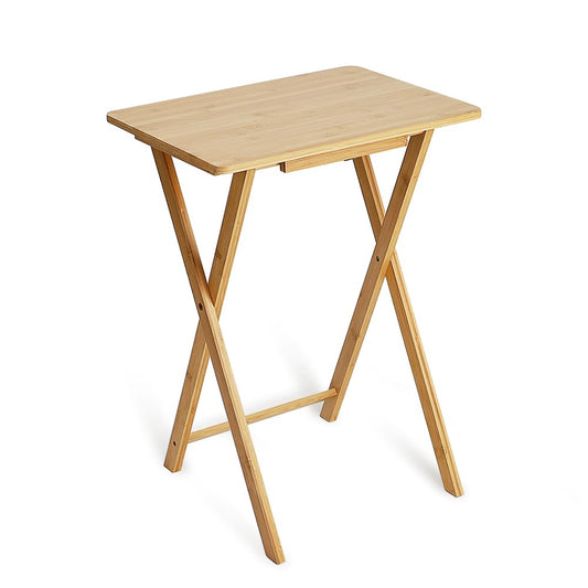 Fancial Rectangular Bamboo Folding Table, solid wood color