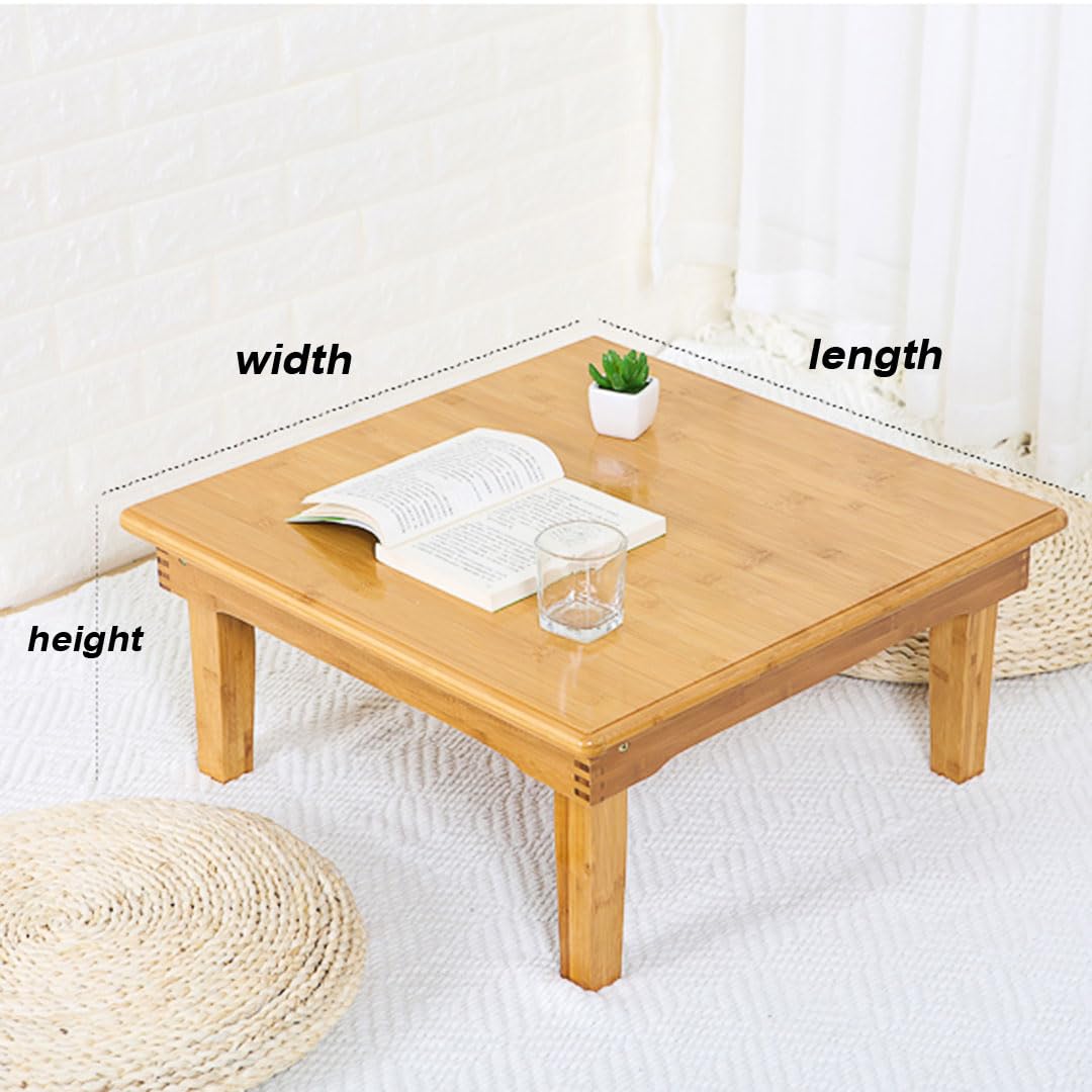 Foldable Bamboo Table,Japanese-Style Household Square Bamboo Table,Low Bamboo Table,Computer Table,Coffee Table,60 * 40 * 27cm