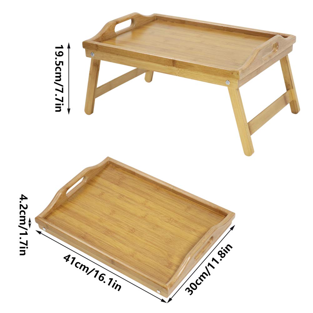 KKTONER Bamboo Bed Tray Table with Folding Legs Foldable Serving Portable Laptop Tray Snack Tray Breakfast Tray Bed Table Drawing Table (40)