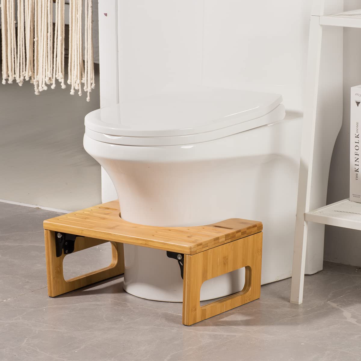 AmazerBath 7 Inches Bamboo Toilet Stool Squat for Adults, Collapsible Poop Stool for Bathroom...