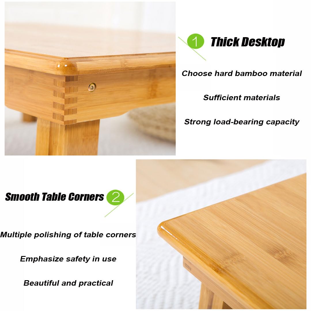 Foldable Bamboo Table,Japanese-Style Household Square Bamboo Table,Low Bamboo Table,Computer Table,Coffee Table,60 * 40 * 27cm