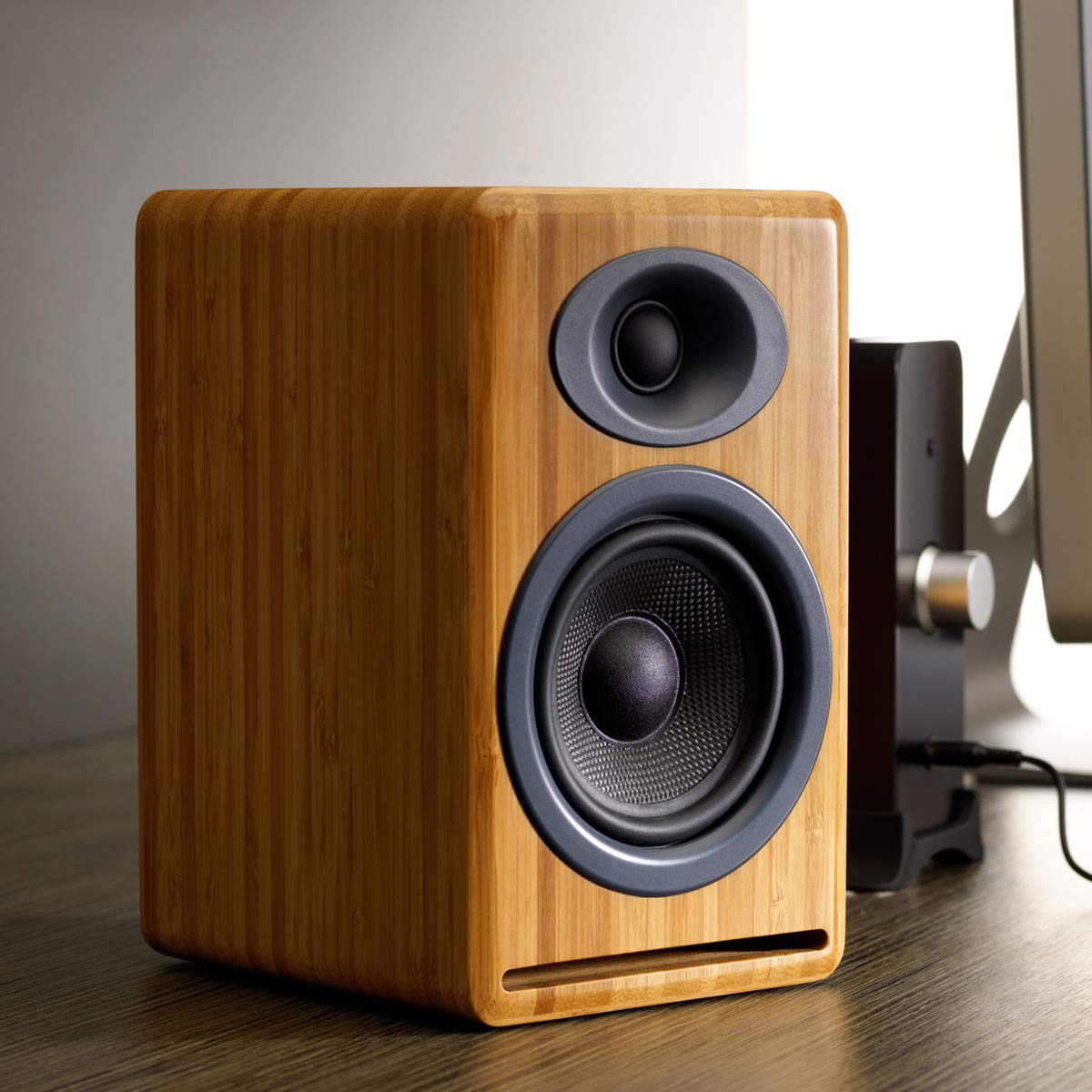 Audioengine P4 Passive Bookshelf Speakers | Home Stereo High-Performing 2-Way Desktop Speakers (Bamboo)