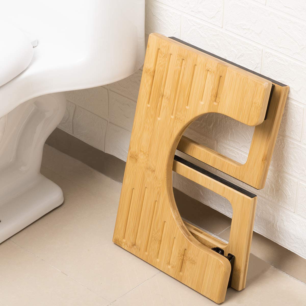 AmazerBath 7 Inches Bamboo Toilet Stool Squat for Adults, Collapsible Poop Stool for Bathroom...