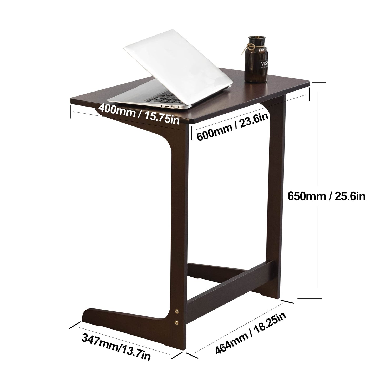 Zoopolyn Tv Tray Table Bamboo Tv Dinner Table C Shaped end Table for Sofa Couch Laptop Living Room Bedroom Natural