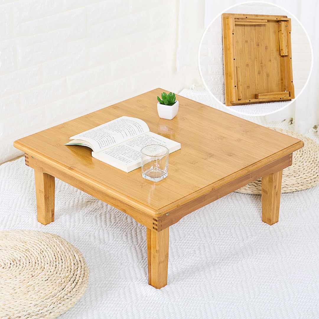 Foldable Bamboo Table,Japanese-Style Household Square Bamboo Table,Low Bamboo Table,Computer Table,Coffee Table,60 * 40 * 27cm