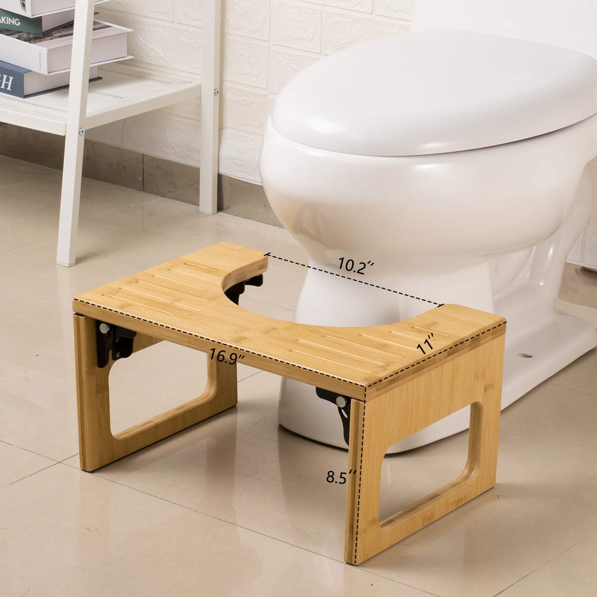 AmazerBath 7 Inches Bamboo Toilet Stool Squat for Adults, Collapsible Poop Stool for Bathroom...