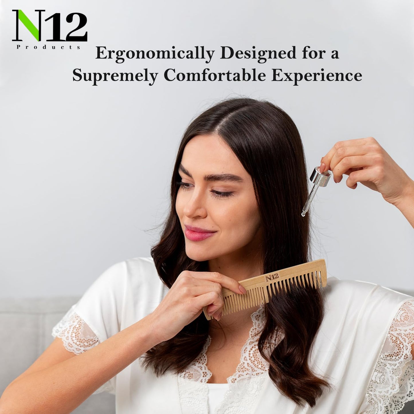 N12 products set of 2 bamboo comb handmade Eco-friendly Bamboo wood Wide tooth comb anti-static anti-frizz hair