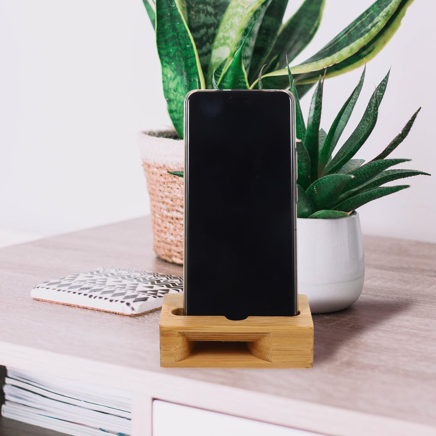 Cell Phone Stand with Speaker Sound Amplifier Upgrade Wood Phone Stand Novelty Cell Phone Holder for Desk Portable Phone Holder