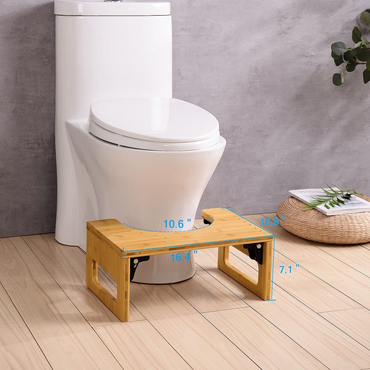 AmazerBath 7 Inches Bamboo Toilet Stool Squat for Adults, Collapsible Poop Stool for Bathroom...