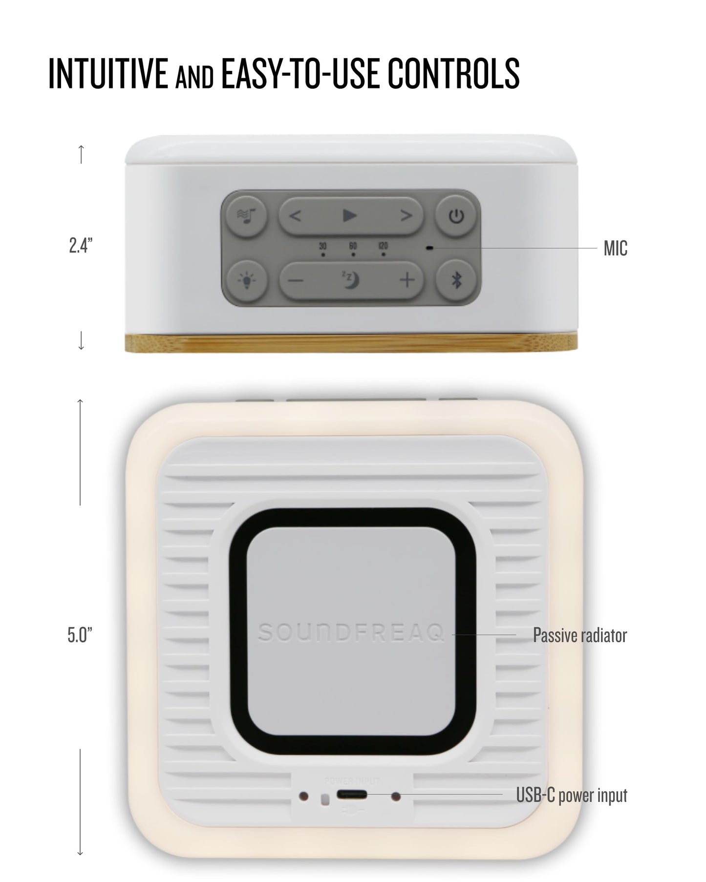 Sound Spot II SFQ-18: Portable Bluetooth Speaker with Powerful Bass, Nature Sounds, Ambient Light, and Speakerphone (White)