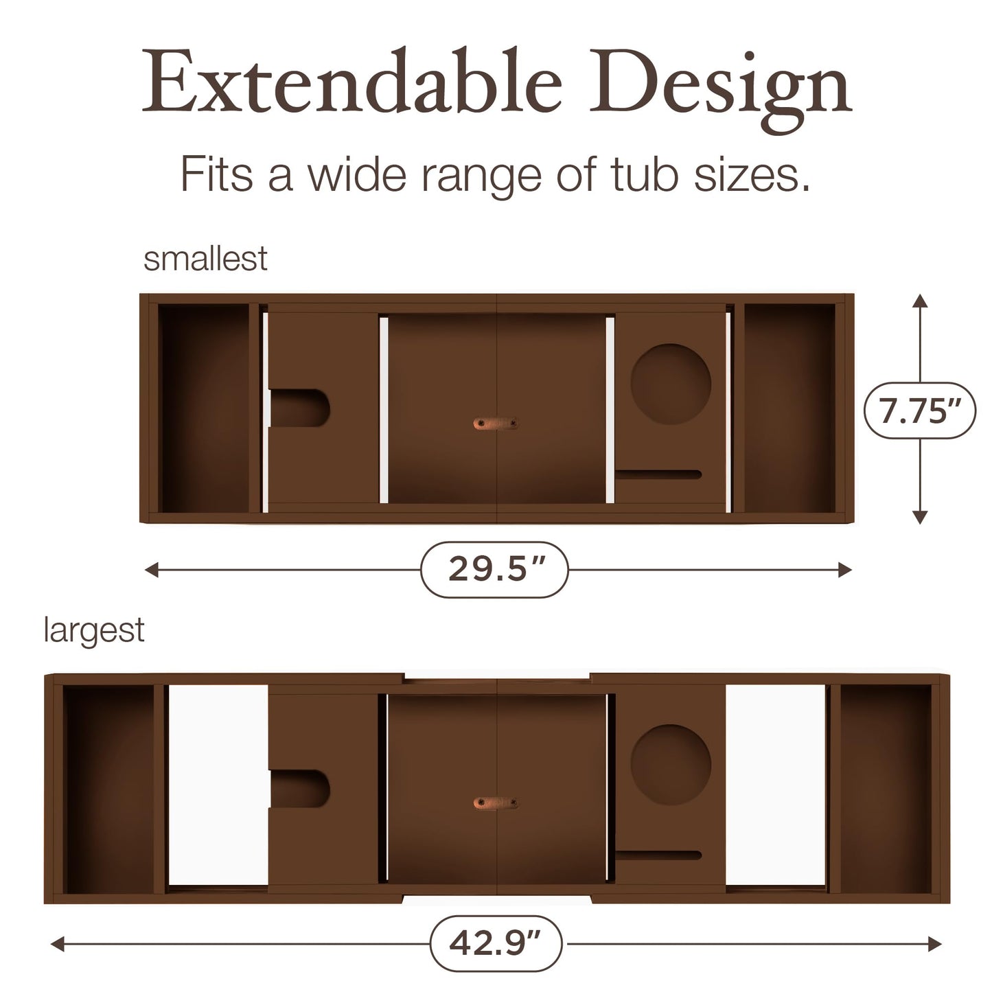 Bamboo Bathtub Tray for Tub - Expandable Bath Tray with Wine, Book & Tablet Holder