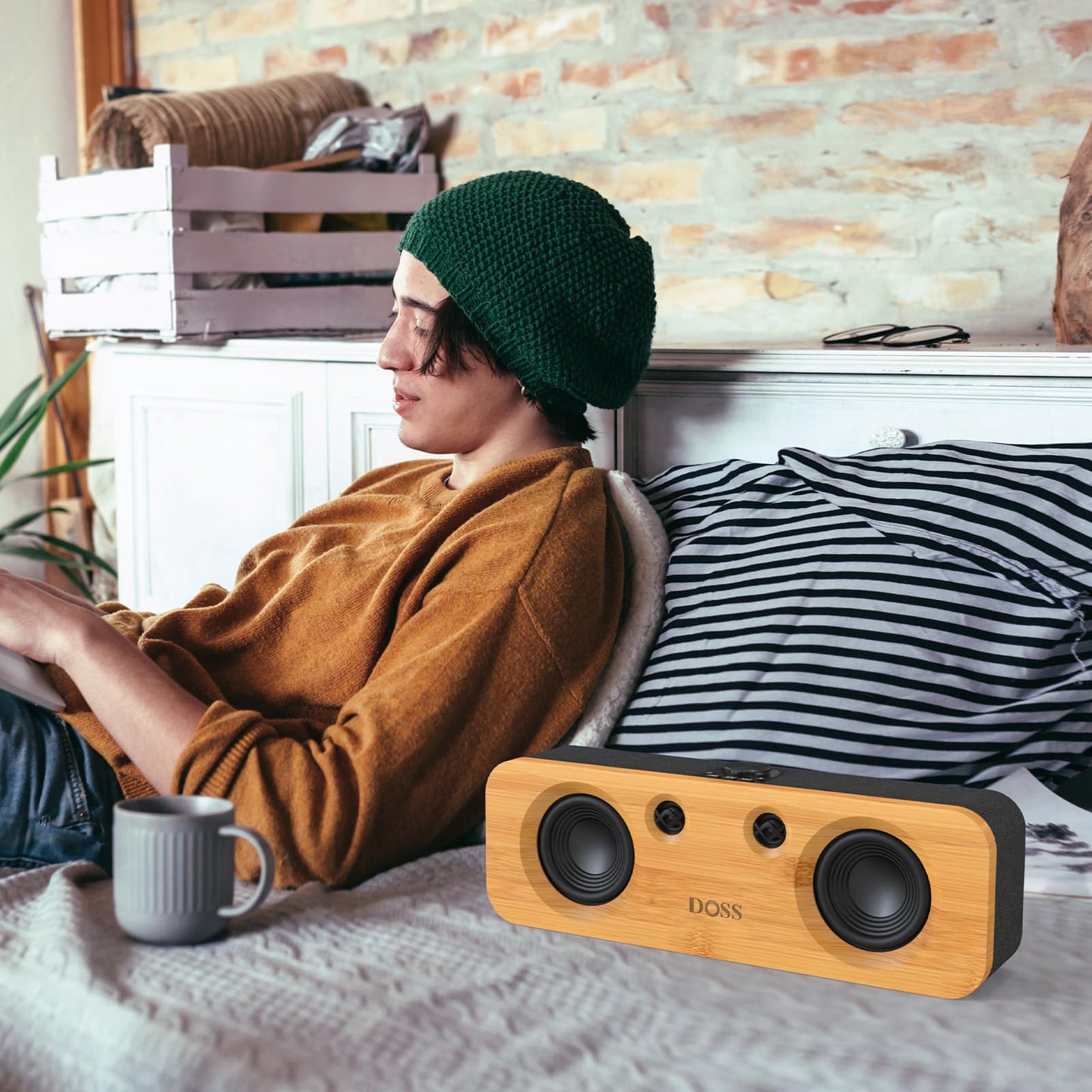 DOSS SoundBox H200 50W Home Bluetooth Speaker with Dual 3.5-Inch Woofers, Two 1-inch Tweeters, 35H Playtime, TWS, Sustainable Materials