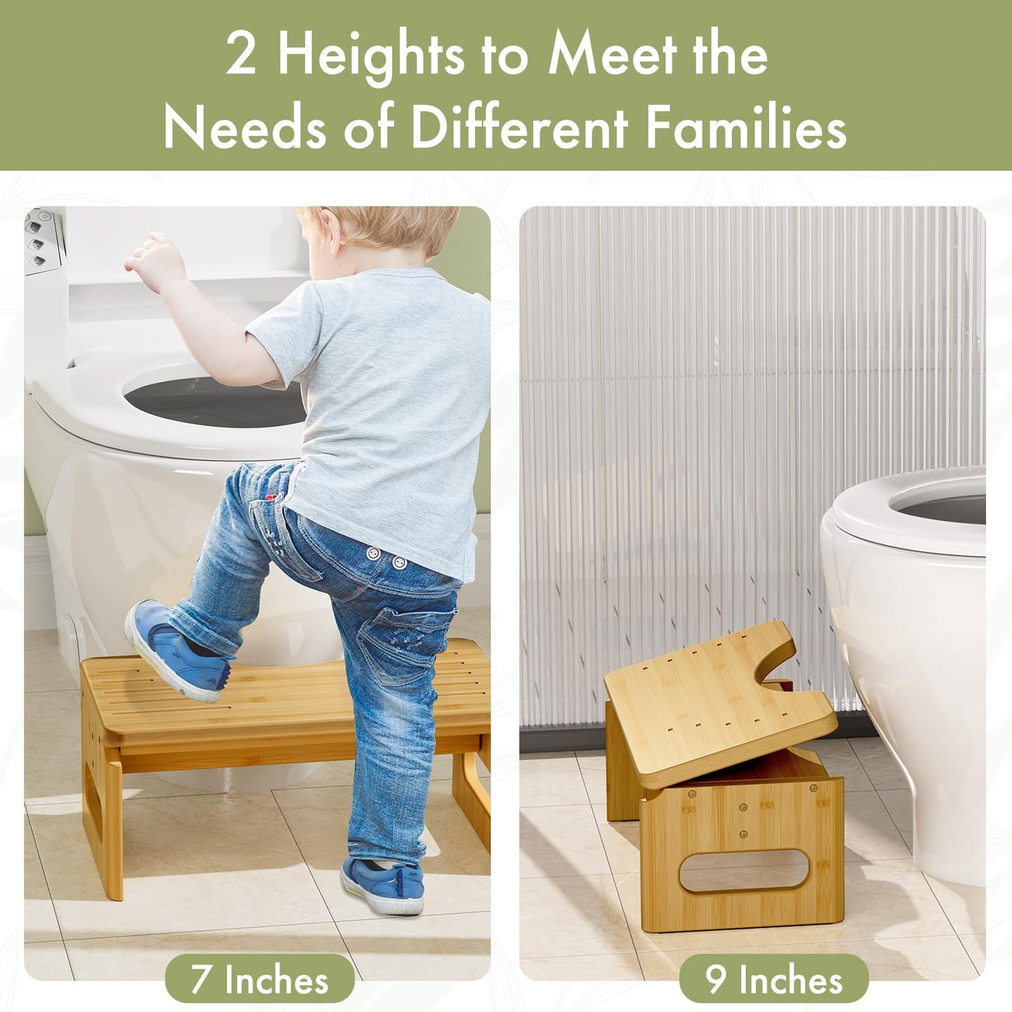 AmazerBath 7 Inches Bamboo Toilet Stool Squat for Adults, Collapsible Poop Stool for Bathroom...