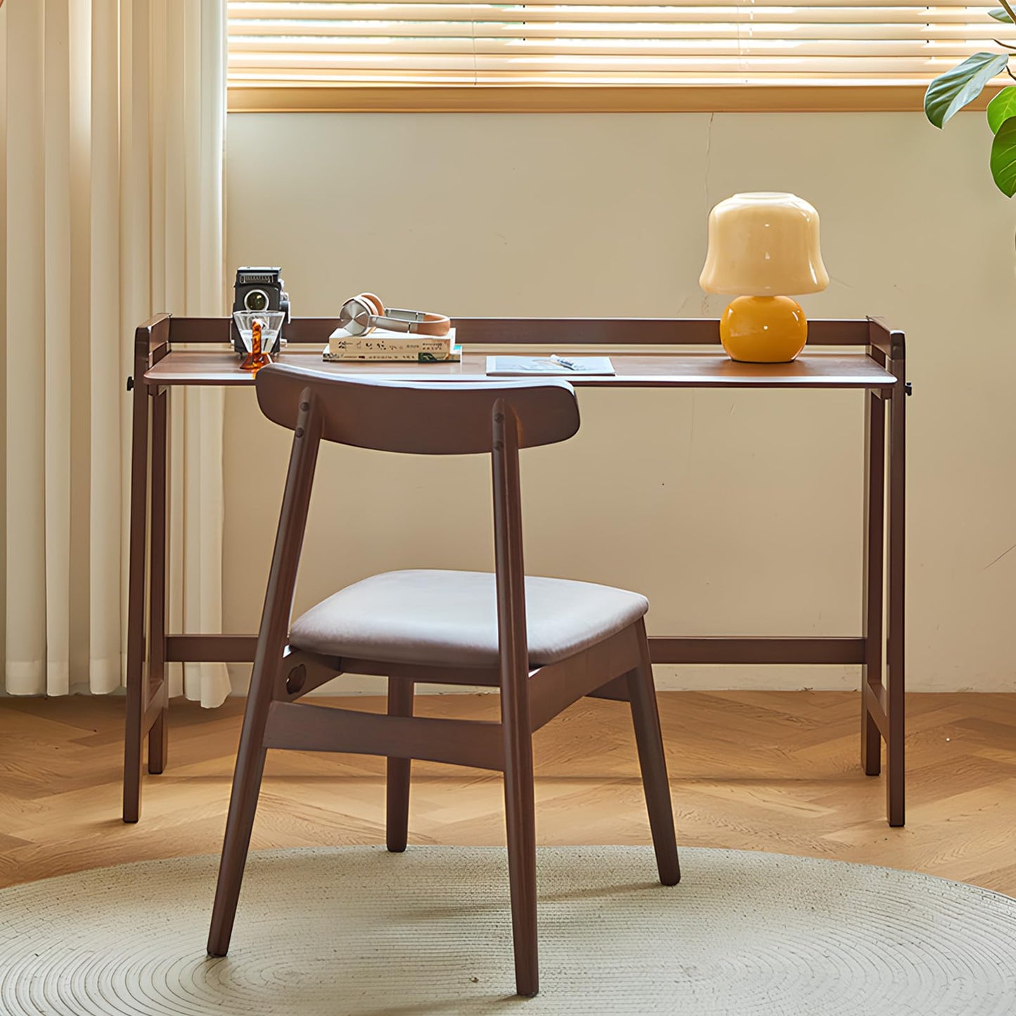 Computer Desk, Foldable Desk, Home Office Desks, Solid Wood Writing Desk, Mid Century Modern Desks, Oak Study Table, Folding Desks for Small Spaces, 31.5 W x 27.6 H x 13.6 D Inches, Natural