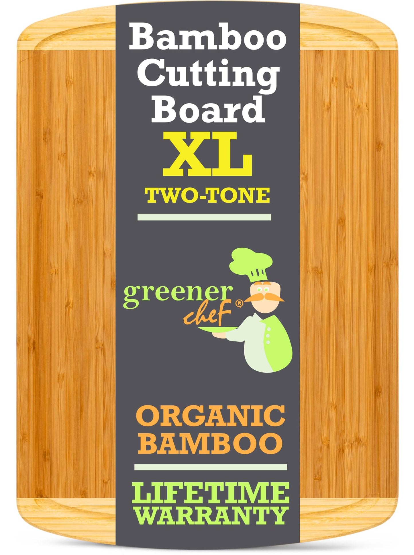 GREENER CHEF 18 Inch Extra Large Bamboo Cutting Board with Lifetime Replacements - Wood XL Cutting Boards for Kitchen