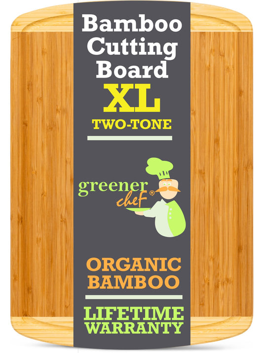 GREENER CHEF 18 Inch Extra Large Bamboo Cutting Board with Lifetime Replacements - Wood XL Cutting Boards for Kitchen