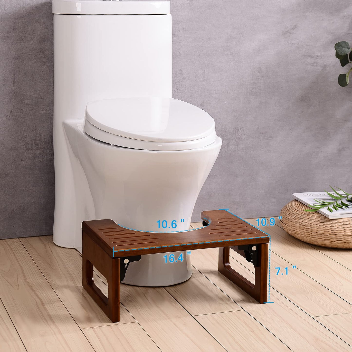 AmazerBath 7 Inches Bamboo Toilet Stool Squat for Adults, Collapsible Poop Stool for Bathroom...