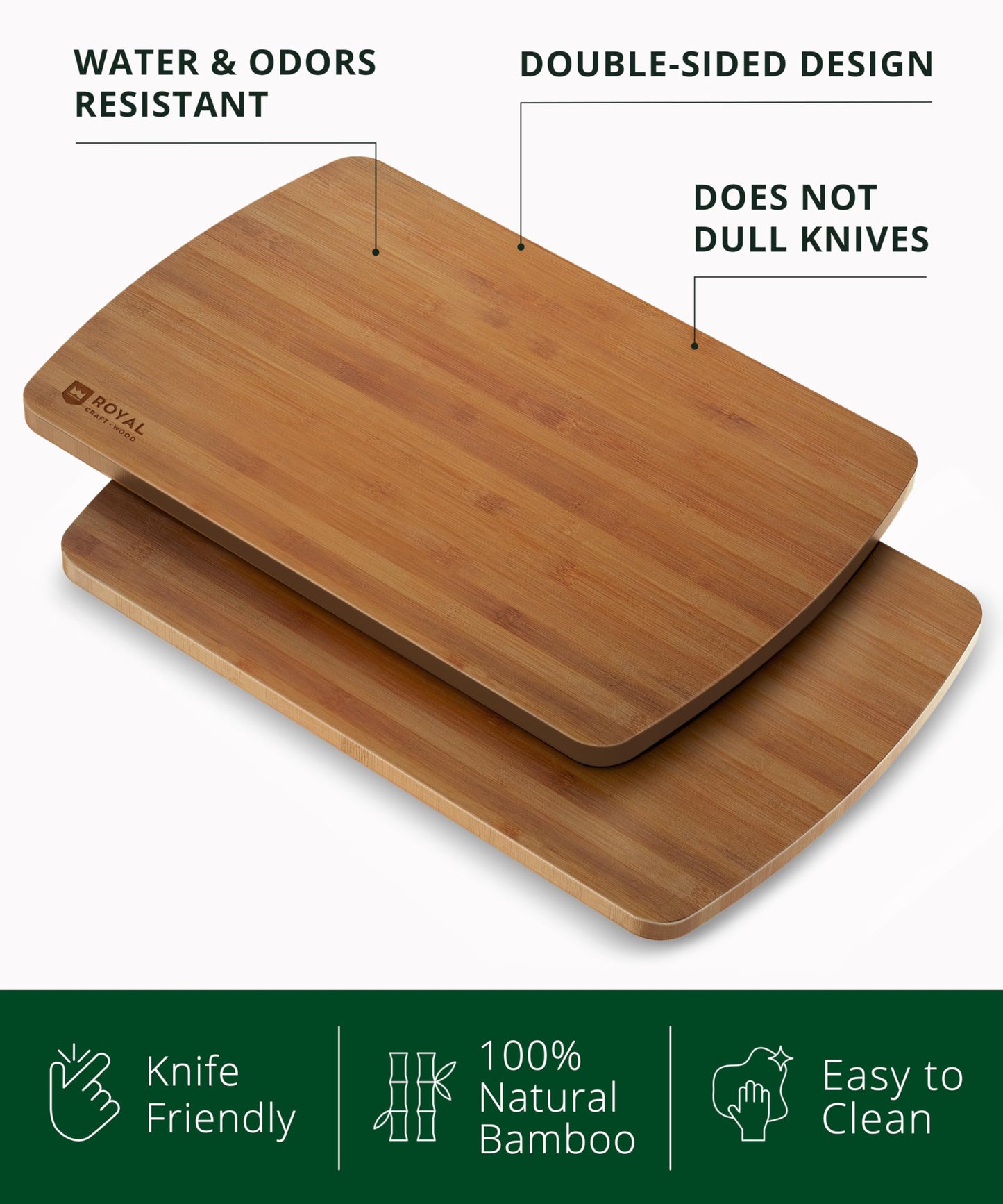 Wooden Cutting Boards for Kitchen Meal Prep & Serving - Bamboo Wood Cutting Board Set - Charcuterie & Chopping Butcher Block for Meat