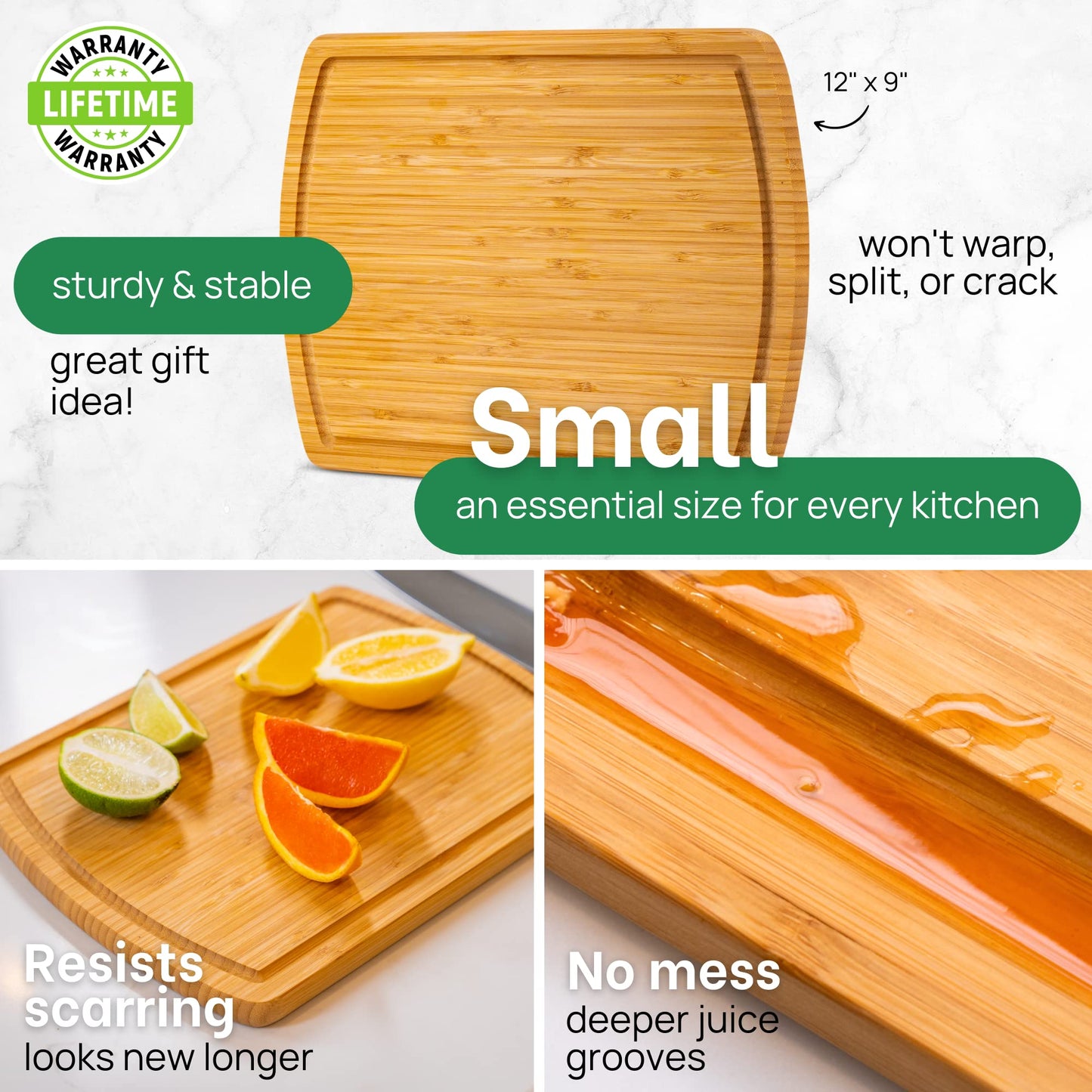 GREENER CHEF 18 Inch Extra Large Bamboo Cutting Board with Lifetime Replacements - Wood XL Cutting Boards for Kitchen