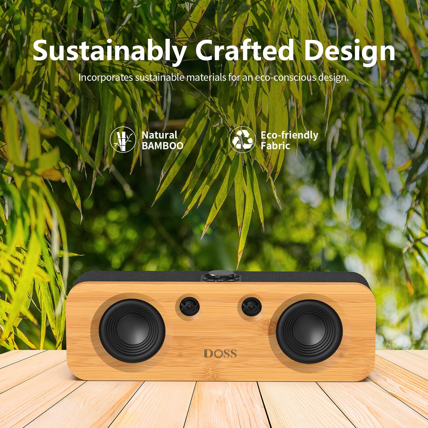 DOSS SoundBox H200 50W Home Bluetooth Speaker with Dual 3.5-Inch Woofers, Two 1-inch Tweeters, 35H Playtime, TWS, Sustainable Materials