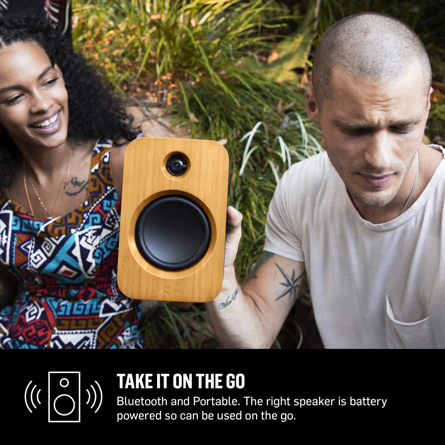 House of Marley Get Together Duo, Powerful Bookshelf Speakers with Wireless Bluetooth Connectivity and Sustainable Materials