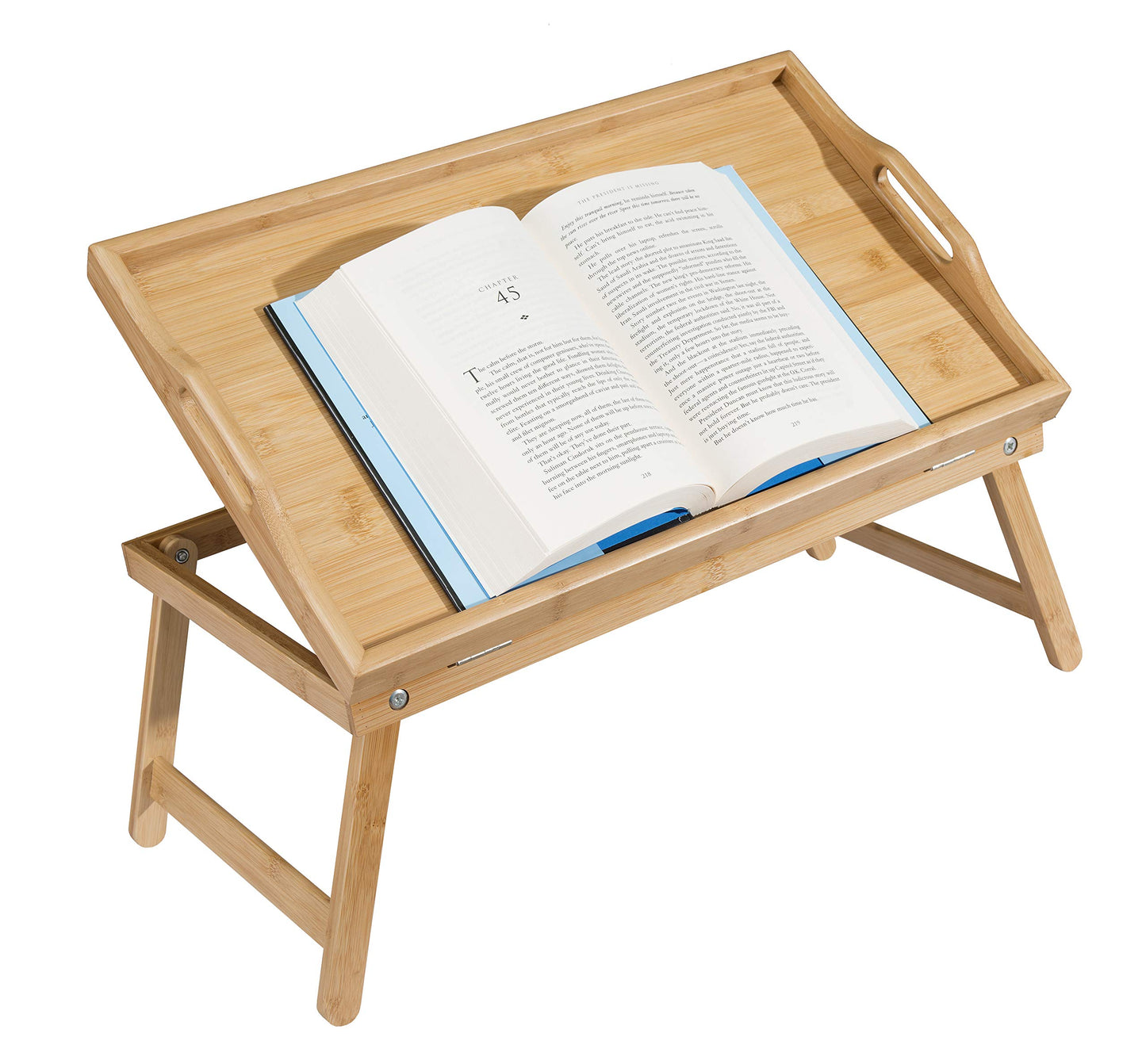 Essential Medical Supply Bamboo Bed and Lap Tray - Flip Up Top, Raised Edge, and Handles for Easy Use - Perfect for Eating, Reading or Working in Bed, On a Recliner or in a Wheelchair