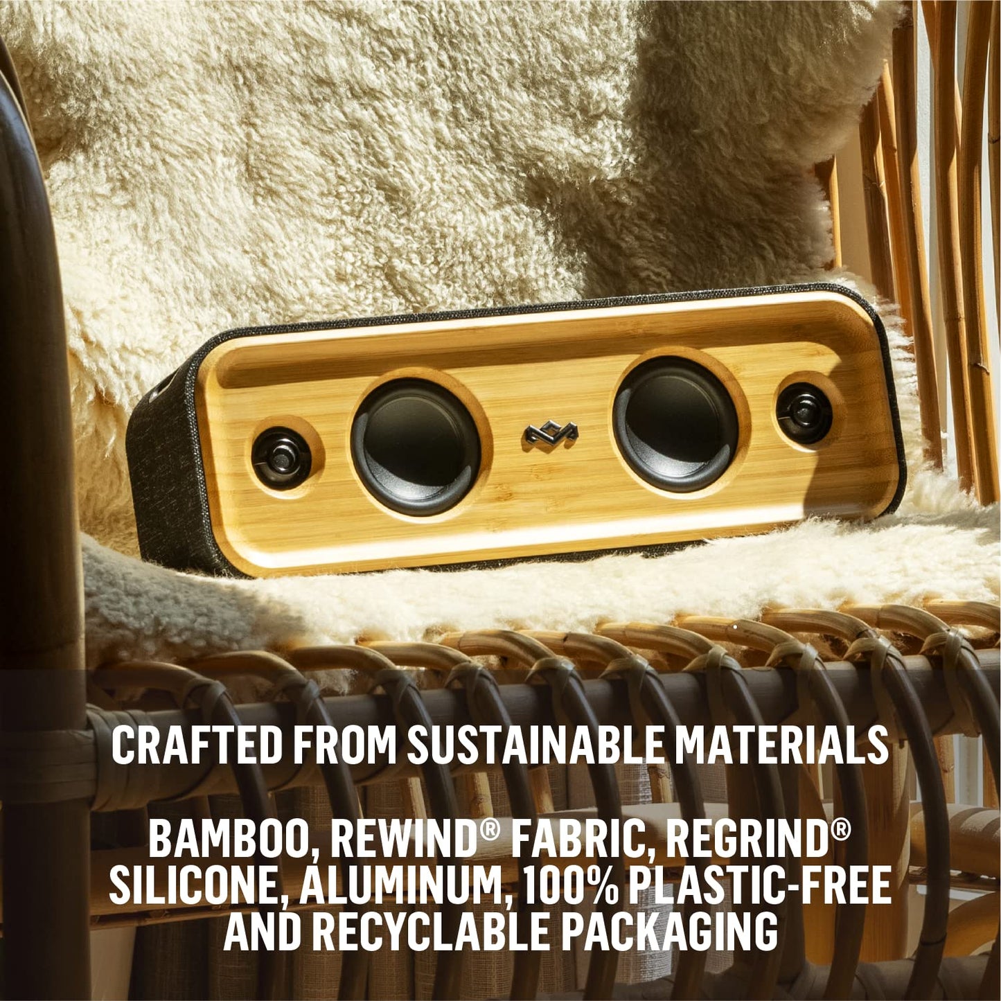 House of Marley Get Together 2: Portable Speaker with Wireless Bluetooth Connectivity, 20 Hours of Playtime and Sustainable Materials, IP65 Dust and Water Resistance, Signature Black