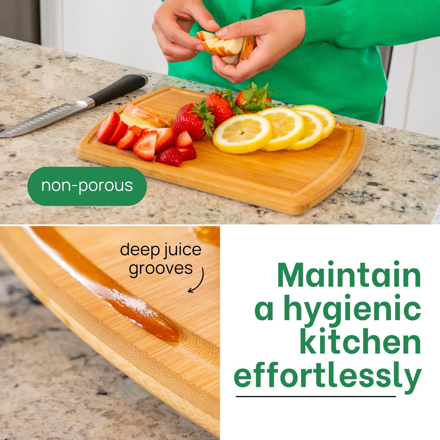 GREENER CHEF 18 Inch Extra Large Bamboo Cutting Board with Lifetime Replacements - Wood XL Cutting Boards for Kitchen