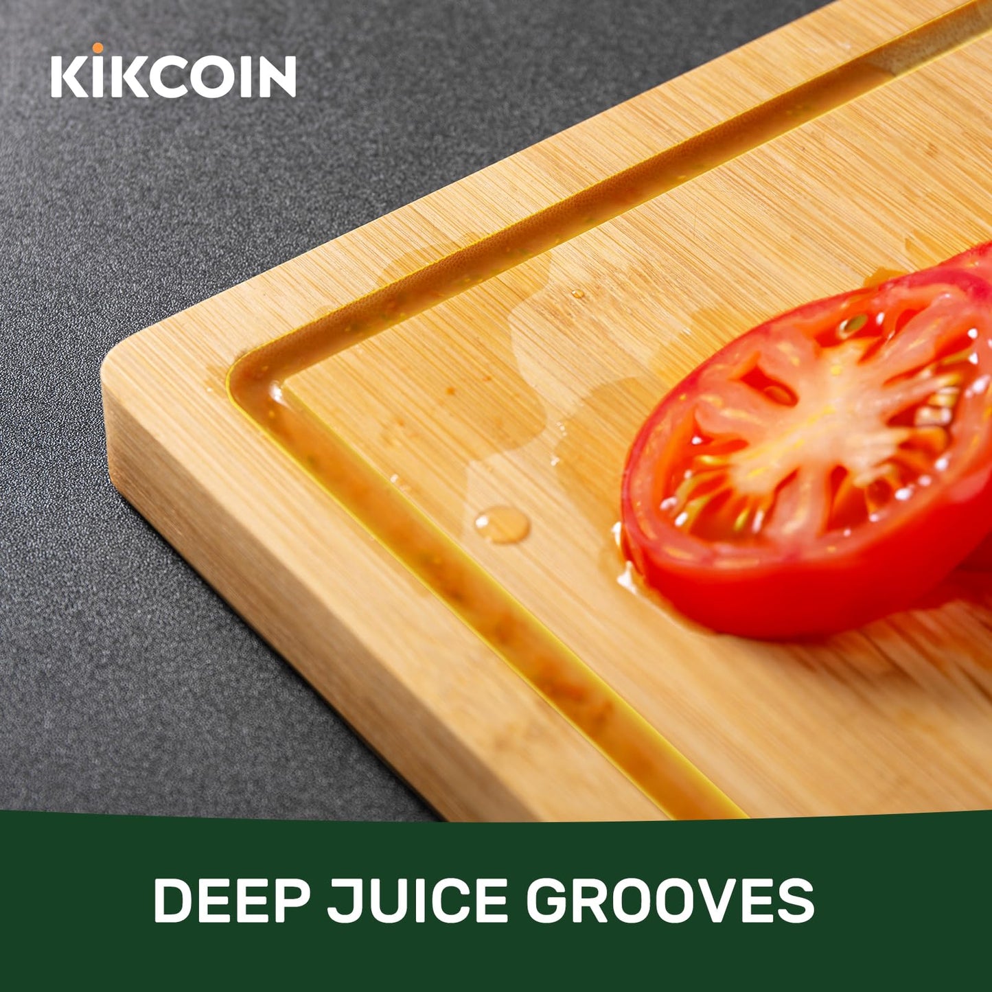 Bamboo Cutting Boards for Kitchen, Extra Large Wood Cutting Board with Deep Juice Groove and Handle Heavy Duty Chopping board, Kikcoin, 17.6" x 12"