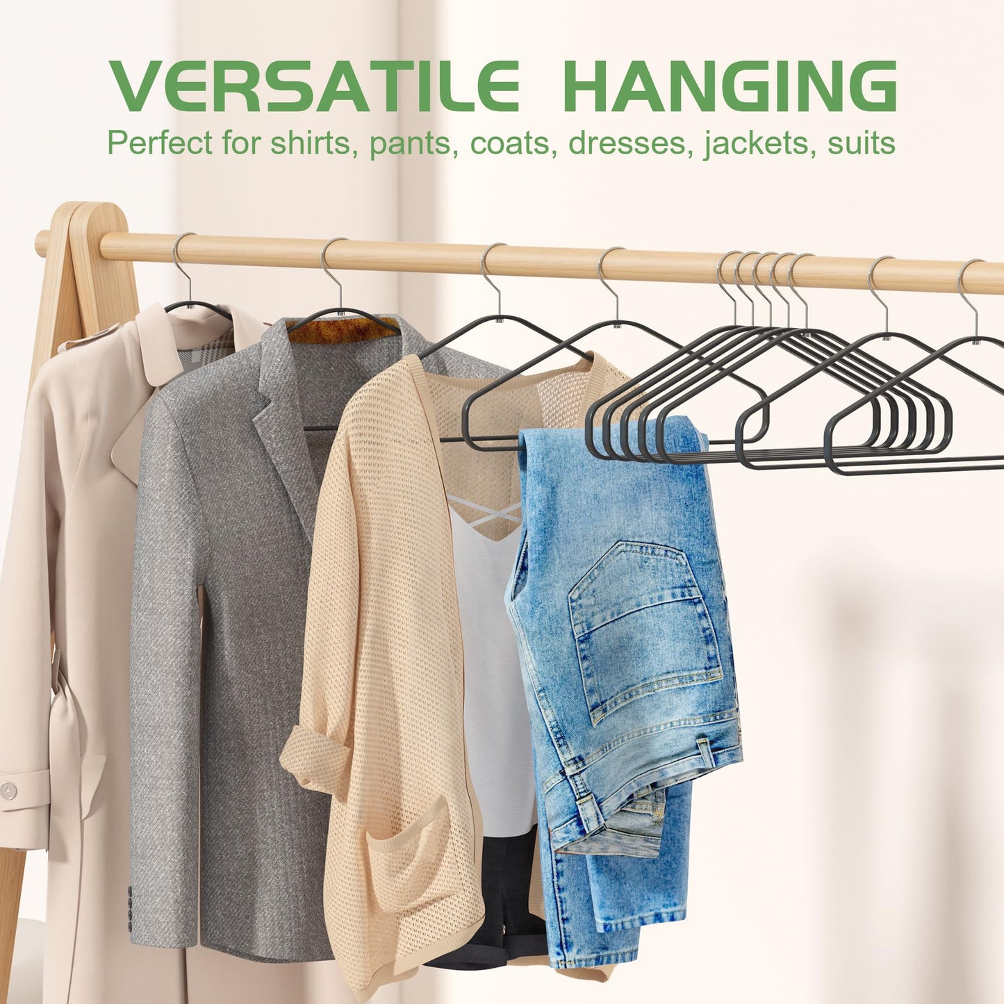 Bamboo Hangers 20 Pack - Durable & Slim Coat Hanger - Suit Hangers with 360-Degree Rotatable Hook