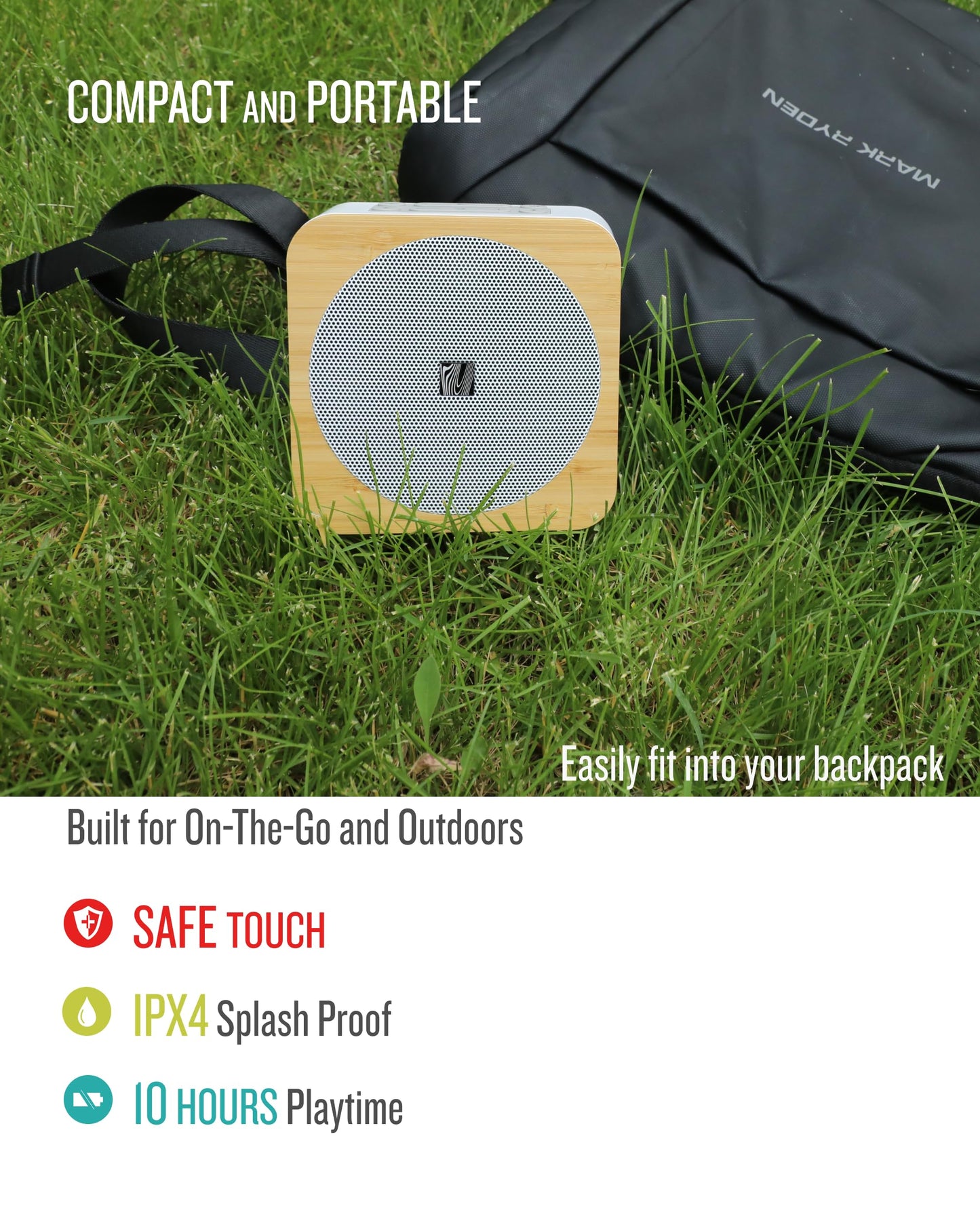 Sound Spot II SFQ-18: Portable Bluetooth Speaker with Powerful Bass, Nature Sounds, Ambient Light, and Speakerphone (White)