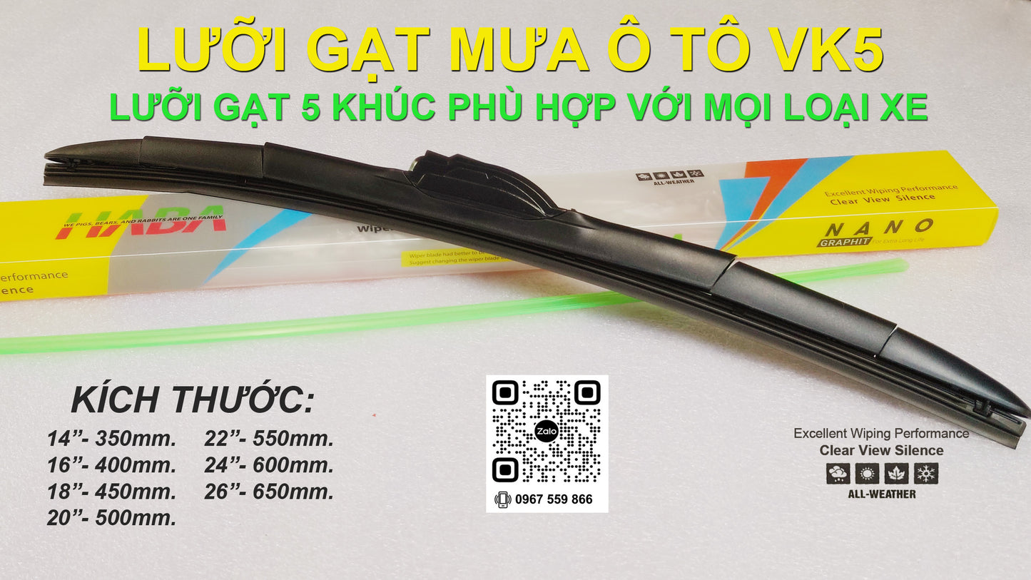 Lưỡi Gạt Mưa Ô Tô Đa Năng 5 Khúc (VK5)